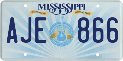 MS license plate AJE866