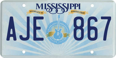 MS license plate AJE867