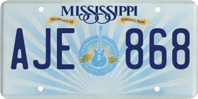 MS license plate AJE868