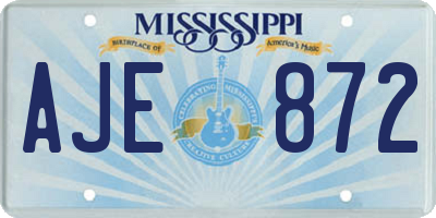 MS license plate AJE872