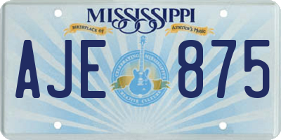 MS license plate AJE875