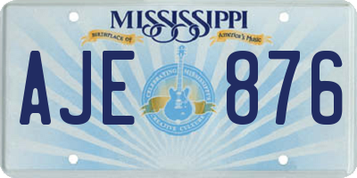 MS license plate AJE876