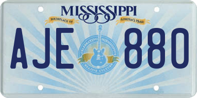MS license plate AJE880