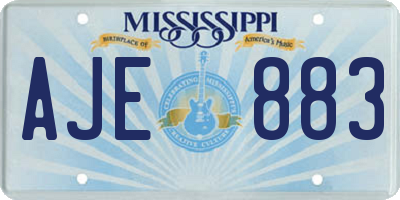 MS license plate AJE883