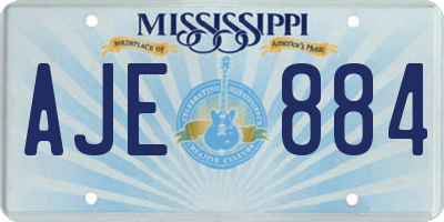 MS license plate AJE884
