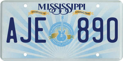 MS license plate AJE890