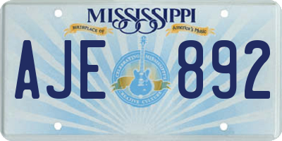 MS license plate AJE892