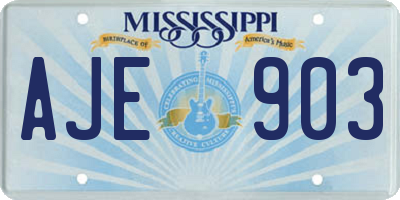 MS license plate AJE903