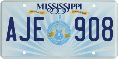 MS license plate AJE908