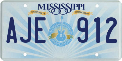 MS license plate AJE912