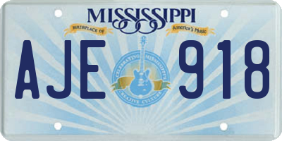 MS license plate AJE918