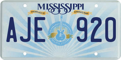 MS license plate AJE920