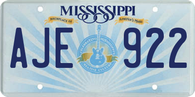 MS license plate AJE922