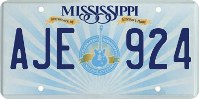 MS license plate AJE924