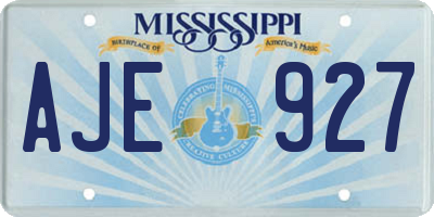 MS license plate AJE927