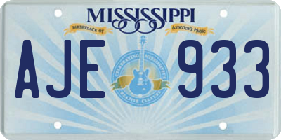 MS license plate AJE933