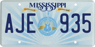 MS license plate AJE935