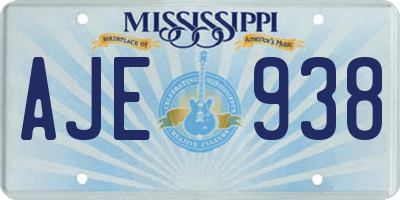 MS license plate AJE938