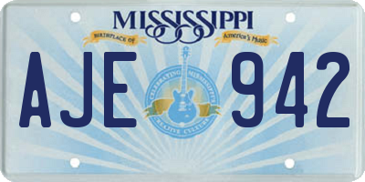 MS license plate AJE942