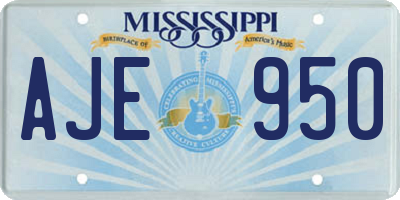 MS license plate AJE950