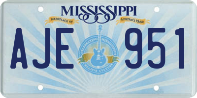 MS license plate AJE951