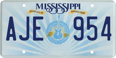 MS license plate AJE954