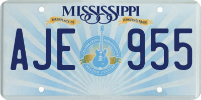 MS license plate AJE955