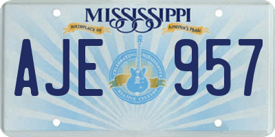 MS license plate AJE957