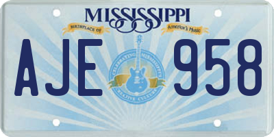 MS license plate AJE958