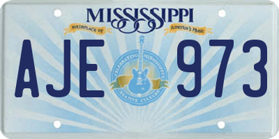 MS license plate AJE973