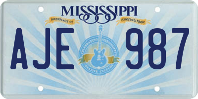 MS license plate AJE987
