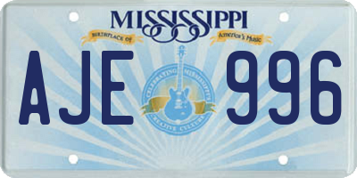 MS license plate AJE996