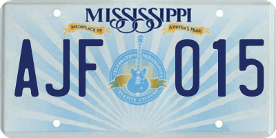 MS license plate AJF015