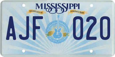 MS license plate AJF020