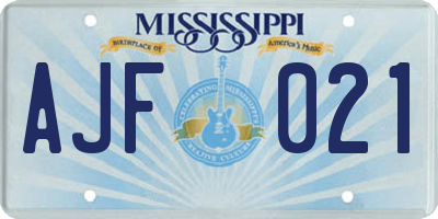 MS license plate AJF021