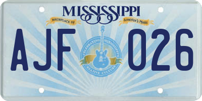 MS license plate AJF026