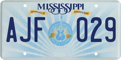 MS license plate AJF029