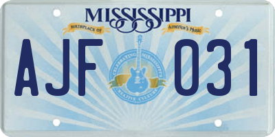 MS license plate AJF031