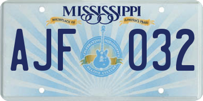 MS license plate AJF032