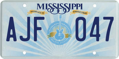 MS license plate AJF047