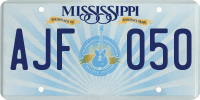 MS license plate AJF050