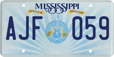 MS license plate AJF059
