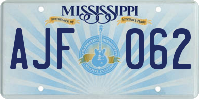 MS license plate AJF062