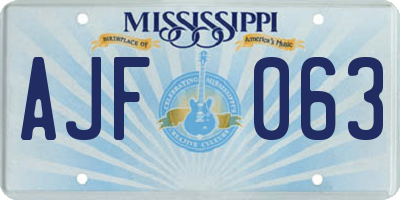 MS license plate AJF063