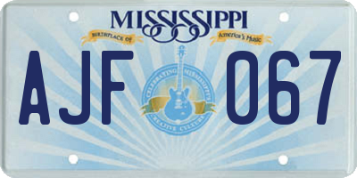 MS license plate AJF067