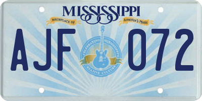 MS license plate AJF072