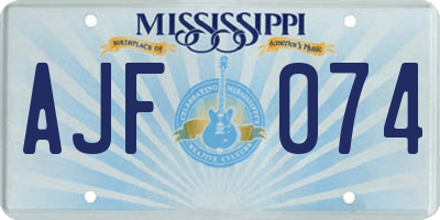 MS license plate AJF074