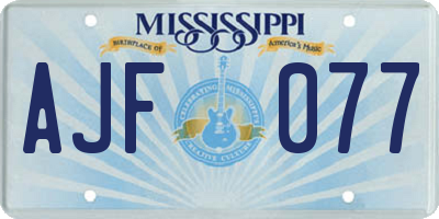 MS license plate AJF077