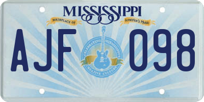 MS license plate AJF098