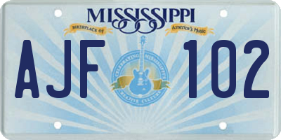 MS license plate AJF102